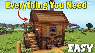 Minecraft : Cool Starter Oak House Tutorial 🏡⚒️