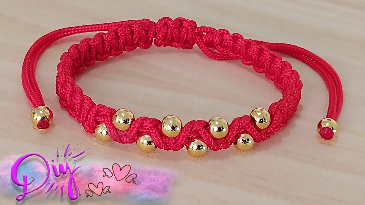 PULSERA FACIL DE HACER CON HILO Y NUDO PLANO //NUDO PLANO CUADRADO