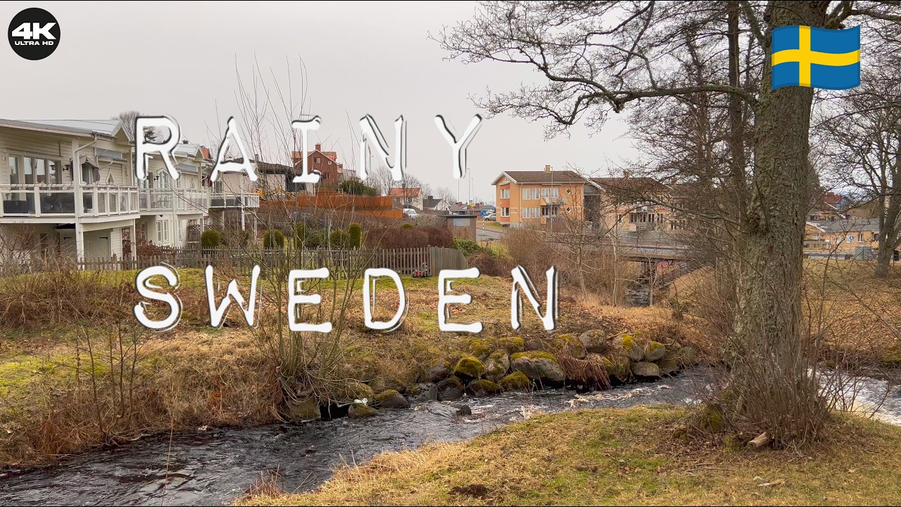 Rainy Morning Walk in Sweden 🇸🇪 | Dunkehallaleden Waterfall Trail | 4K