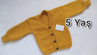 Sahra Çocuk Hırka Yapımı 5 Yaş Kolay Güzel Basit Kullanışlı Papatyalı Örgü Bebek Kazak Nasıl Örülür