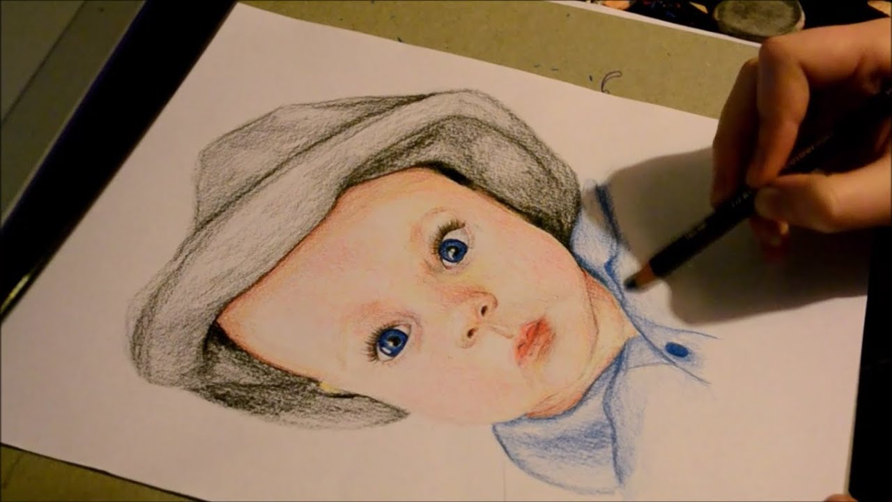 Baby portrait colour pencil speed draw YouTube