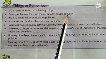 CLASS IV EVS Ch 17 Environment Pollution: Key words & Things to remember