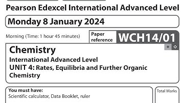 IAL Chemistry Unit 4 January 2024 Question Paper solution Edexcel WCH14/01 (Chemistry U4)