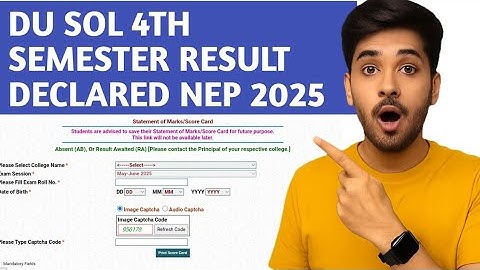 DU SOL 4th Semester Result Declared nep 2025 | SOL 4TH SEMESTER RESULT ANNOUNCED 2025