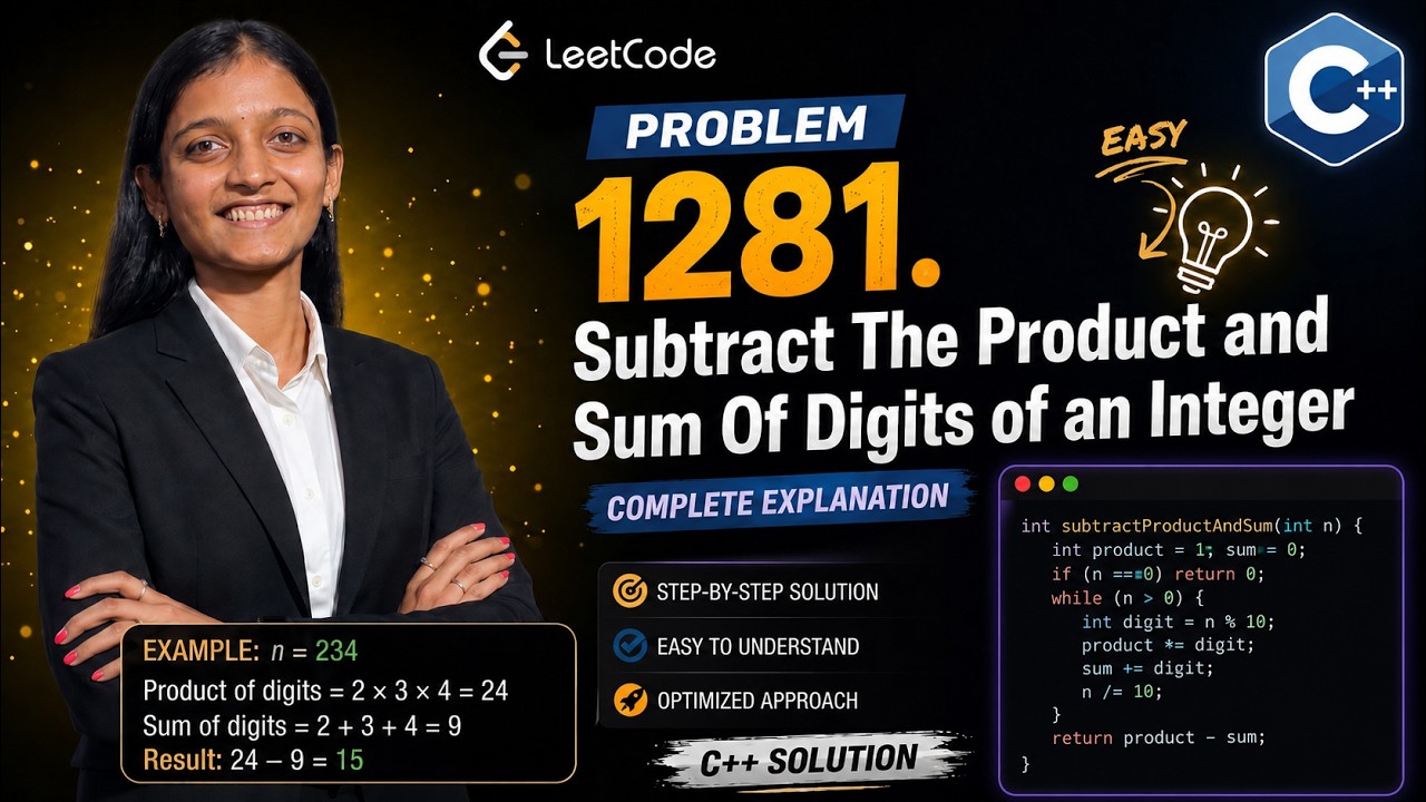 1281: Subtract The Product and Sum of Digits of an Ineteger LeetCode ...