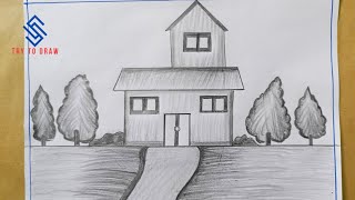 Simple House Scenery Drawing //Sketch //Try To Draw Scenery //Drawing //Scenery Art