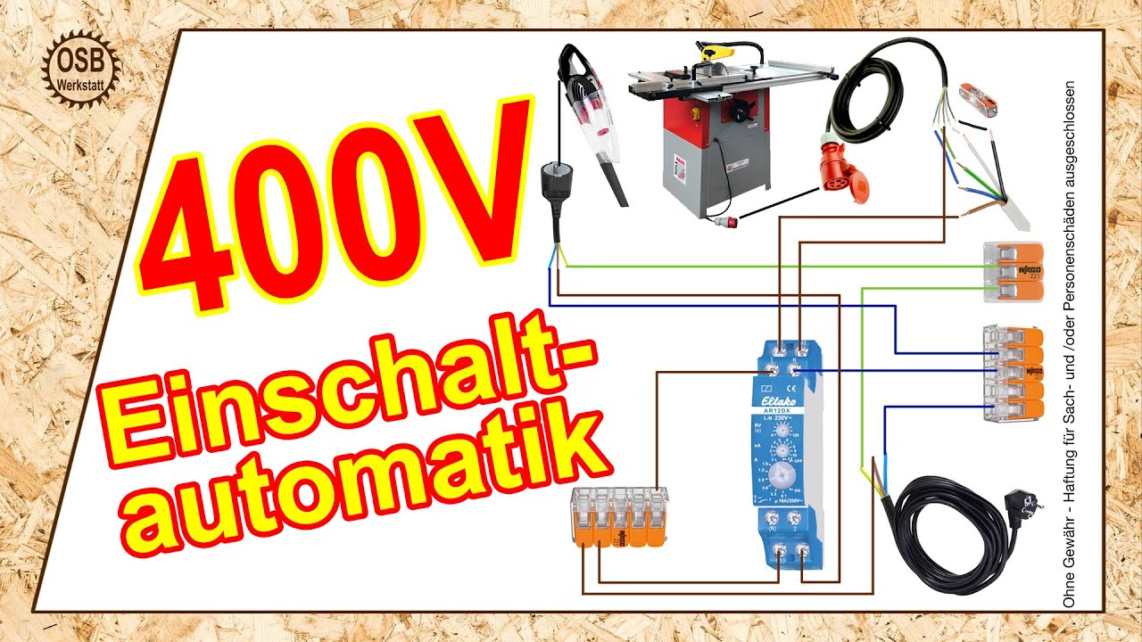 400V Einschaltautomatik für Absauganlage mit Drehschalter und Nachlauf -  super einfach 