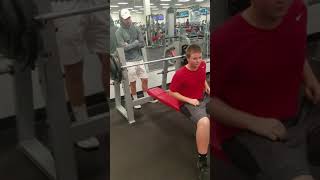 15 year old fails at 185 pound bench press.