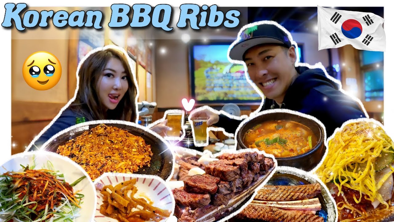 Trying the Best Korean BBQ Ribs Cold Noodles Soybean Soup 😍🤤🤯 