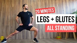 20 MIN ALL STANDING HIIT CARDIO WORKOUT / LEGS & GLUTES / HOMEWORKOUT / NO MATERIAL /  ★★★★☆
