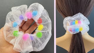 How to Make Scrunchies with Pom Pom | Beginner DIY | Pompom Hair Tie Scrunchy | पोम्पोम स्क्रंची