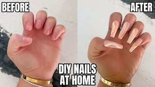 HOW I DO MY NAILS AT HOME *NO ACRYLIC OR GLUE* LAST FOR 3 WEEKS!  | DIY FAKE NAILS