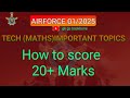 Maths important topics for Airforce|tech maths for Airforce 2025| Airforce