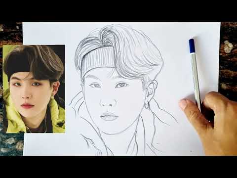 How to draw BTS Suga Step by step || BTS Suga Drawing || BTS Army
