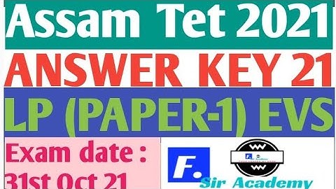 Assam Tet 21 Answer Key EVS  | EVS Answer key 21 by F sir @FSirAcademy