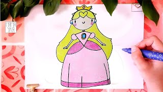 Как нарисовать принцессу Пич | Как нарисовать игру Супер Марио | Няня Уля