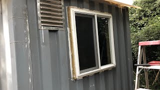 Poor mans shipping container window install,, no weld