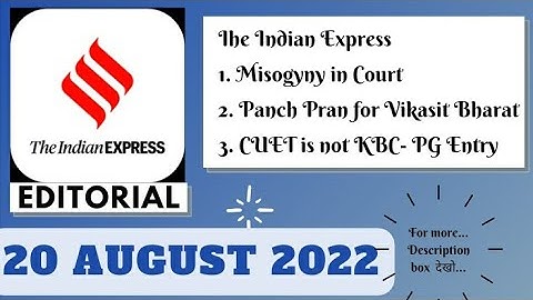 20th August  2022 | Gargi Classes The Indian Express Editorials and Ideas Analysis | By R.K. Lata