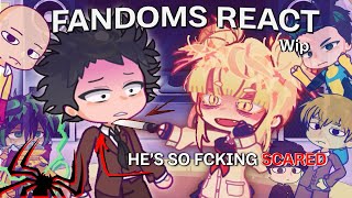 Fandoms React to Each Other | β₯ intro WIP | β¦ NO X2! | β₯οΈ MHA, ASV, MP100, OPM, SAIKI K, SPIDERMAN