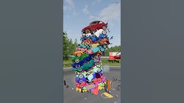 Colorful Car Stacks #95 Relaxing and Satisfying BeamNG Drive