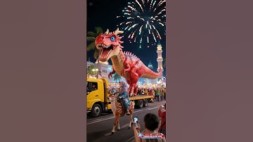 Dragon dino takbir keliling parade meriah  #takbiran #idulfitri #takbirkeliling