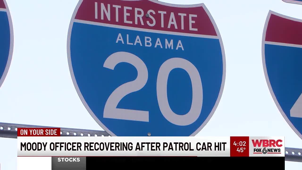 Moody officer recovering after patrol car hit - YouTube