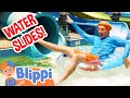 Fun water park adventure with blippi  exploring theme playgrounds  educationals for kids