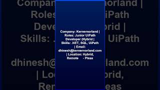 RPA UiPath Developer Role@Kernernorland#JobAlert #Jobs #trending #trendingshorts #viralshorts