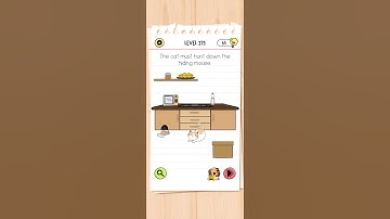 Brain test level 273, Brain out , The cat must hunt down the hiding mouse.