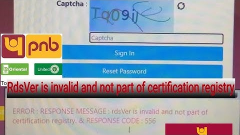 #rdsVer is invalid and not part of certification registry solution