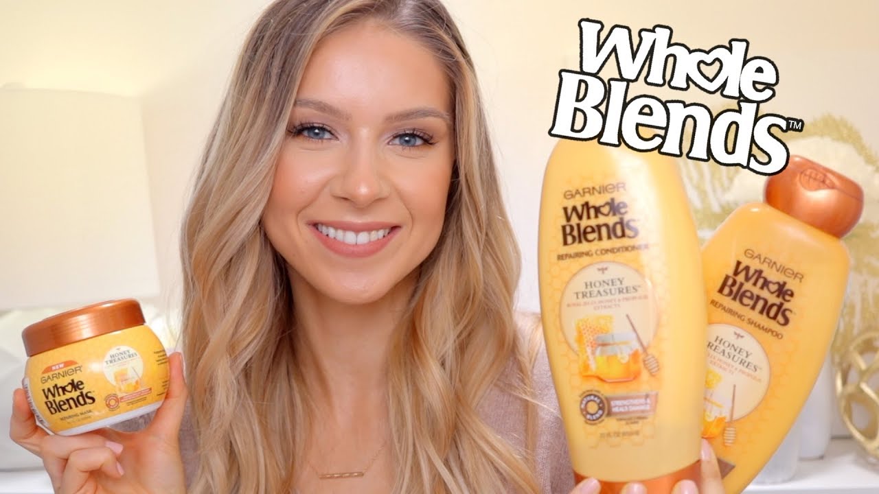 GARNIER Whole Blends (Honey Treasures) Review! Shampoo, Conditioner + Hair Mask -