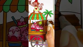 Get Creative: Camel & Monkey Ice Cream | Breezy Adventures Calming Coloring Book! Too Cute to Miss!