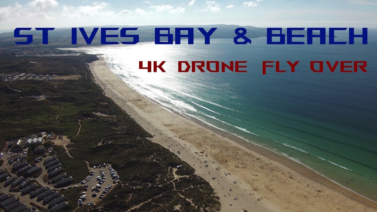 St Ives Bay Away Resorts Park & Beach drone fly over (4K)