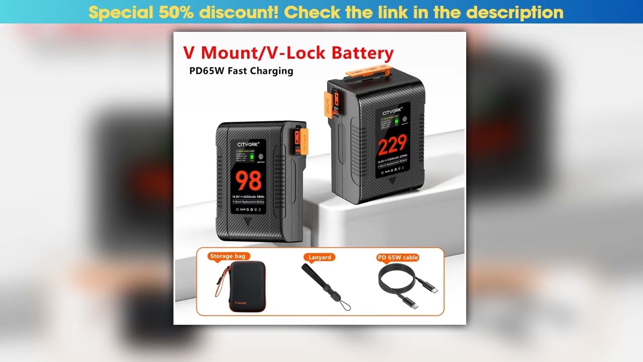 New VLock V Mount 98Wh 229Wh Battery BP Battery With PD 65W Cable for Sony Sony Camcorder