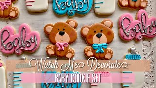 Watch Me Decorate! | Baby Shower Custom Cookies | Baby Bottle \& Teddy Bear