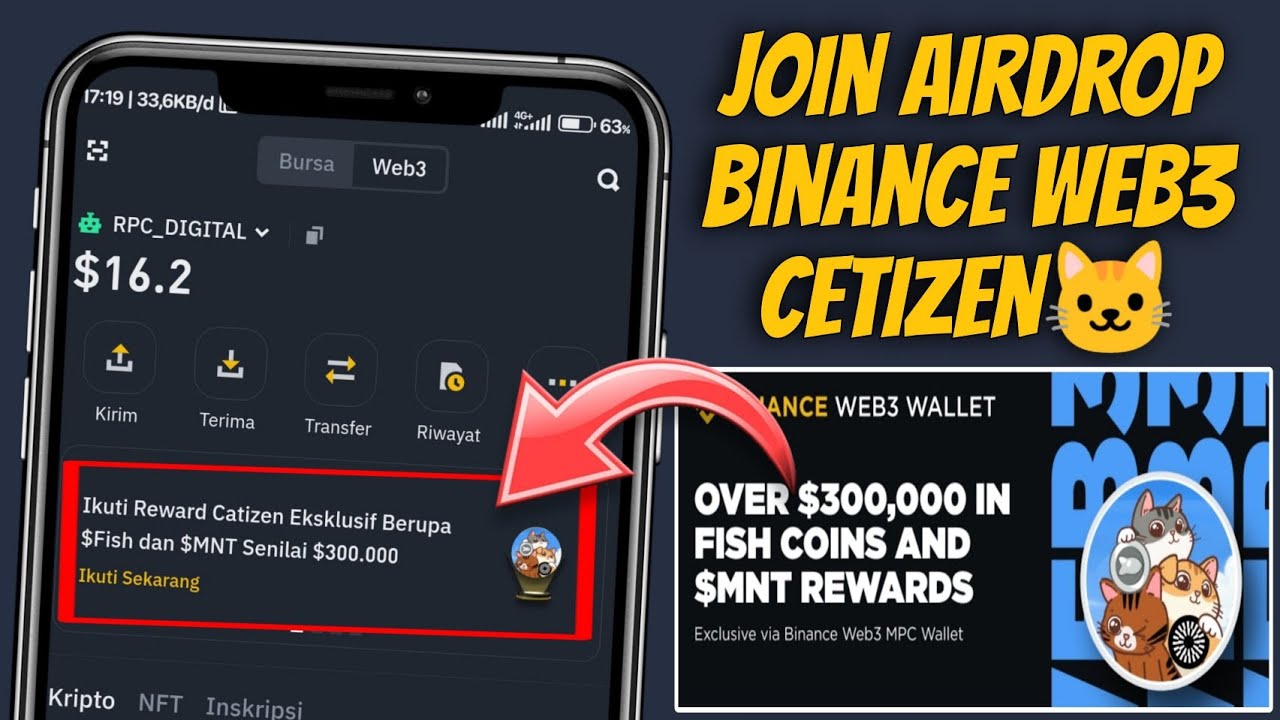 Airdrop Wallet Binance Web3 Catizen $Fish & $MNT Senilai $300.000
