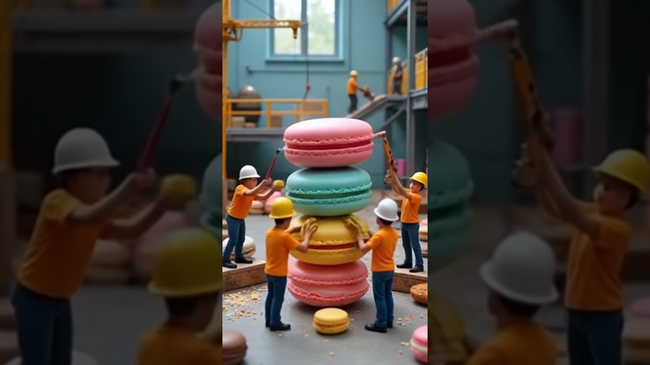 Mini Workers Build Giant Macarons in a Fantasy Dessert Factory 🍰 | Tiny World Animation