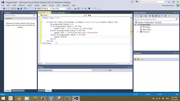 (TUTORIAL - VERY EASY!!!) How to make a Progress Bar in Visual Basic 2013