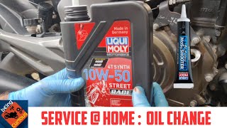 How to change engine oil in Dominar 400 | Liqui Moly Street Race | MOS2 | Bike Service at Home