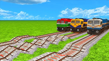 3 DIESEL TRAINS RUNNING ON 3 SPEED BUMP RISKY RAILROAD TRACK | MOST DANGEROUS RAILROAD TRACK #9