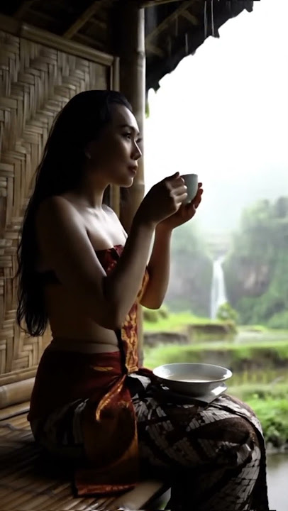 ASMR Wanita Seksi Minum Teh di Saung Sawah | Suara Alam & Bisikan Lembut #alam #sawah #asmr #women