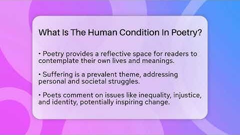 What Is The Human Condition In Poetry? - The Prose Path