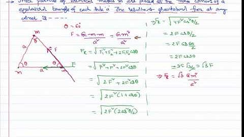 Resultant Gravitational Force at corner of Equilateral Triangle for IIT-JEE and NEET Physics Problem