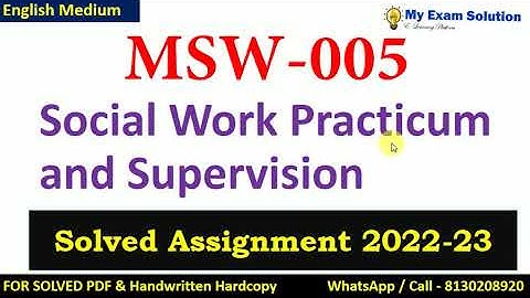 MSW 005  SOLVED ASSIGNMENT 2022-23 | English Medium  | IGNOU Solved Assignment 2022-23
