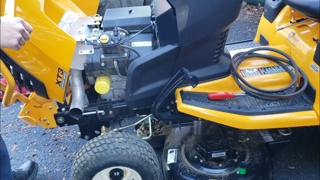 Getting the Cub Cadet XT3 ready for winter. Removing mower deck and