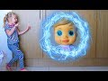 Настя, Кукла и волшебный телепорт Видео для детей Baby doll and Nastya teleported in magic cupboard