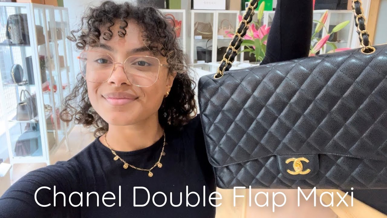 Chanel Black Quilted Washed Lambskin Leather Chain Around Maxi Flap Bag -  Yoogi's Closet