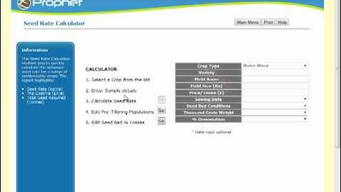 Seed Rate Calculator - Farming4Prophet online Software