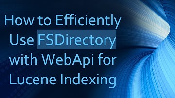 How to Efficiently Use FSDirectory with WebApi for Lucene Indexing
