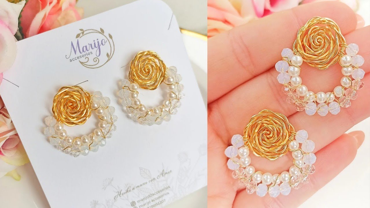 ARETES DE ROSAS EN ALAMBRISMO | aretes de bisutería PASO a PASO💐✨